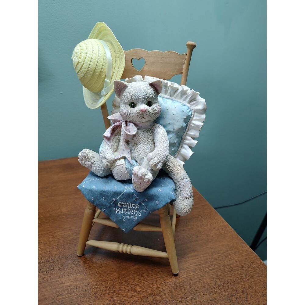 1992 Enesco Calico Kittens Large Waiting for a Friend Like You #628662 10-1/2" T